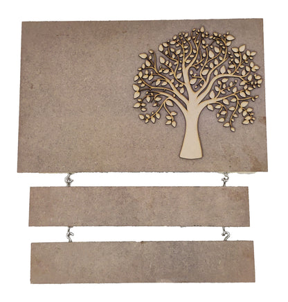 Decorative MDF Rectangle Name Plate with 2 Rows Hanging with Laser Cut Tree (NAM019)