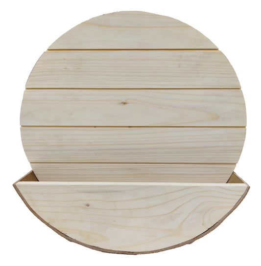 Decorative Pinewood Round Name Plate with Curved Flower Planter Box (NAM026)