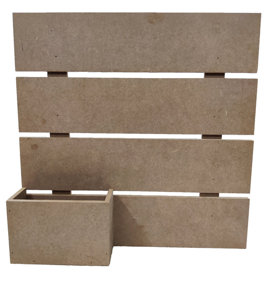 Decorative MDF 4 Row Name Plate with Flower Planter Box (15x15 Inch) (NAM027)