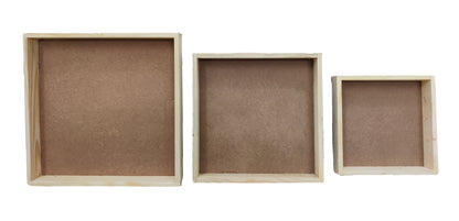 Set of 3 Pinewood Square Trays (TR007)