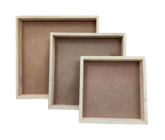 Set of 3 Pinewood Square Trays (TR007)
