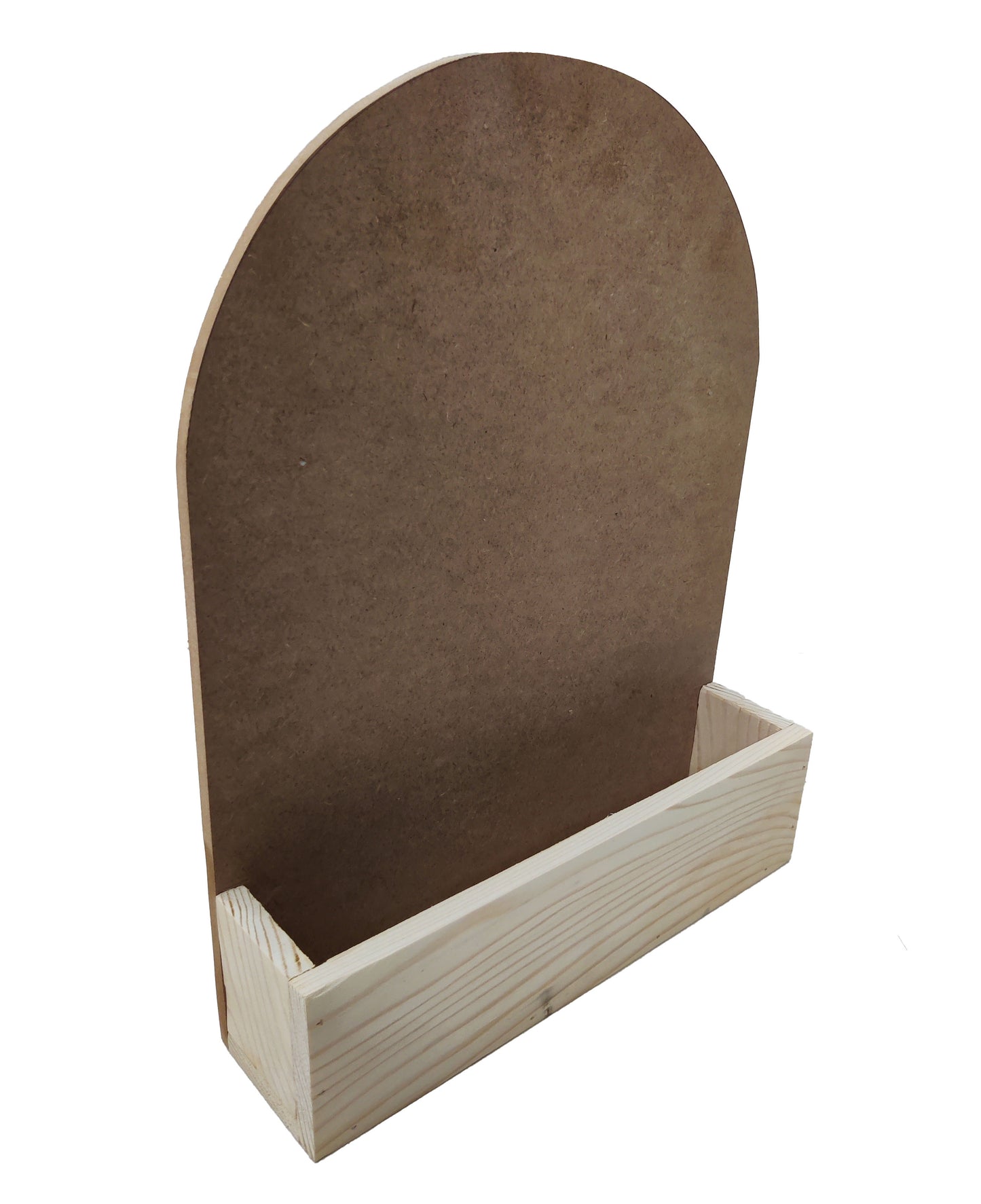 Decorative Pinewood MDF Name Plate with Rounded Top and Flower Planter Box (NAM030)