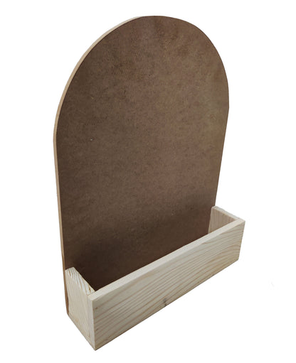 Decorative Pinewood MDF Name Plate with Rounded Top and Flower Planter Box (NAM030)