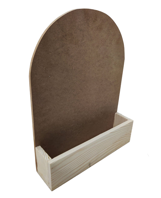 Decorative Pinewood MDF Name Plate with Rounded Top and Flower Planter Box (NAM030)