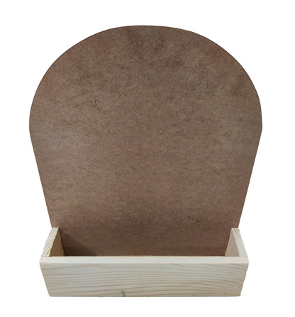 Decorative Pinewood MDF Name Plate with Rounded Top and Flower Planter Box (NAM030)