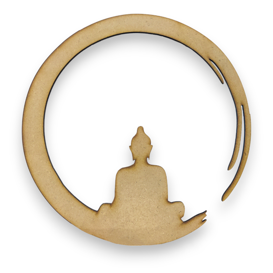 (Pack of 2) DIY Decorative MDF Cutout Props Craft Shapes Wreath Buddha Meditation for Wall Hanging Decoration & Art Craft (CUT010)