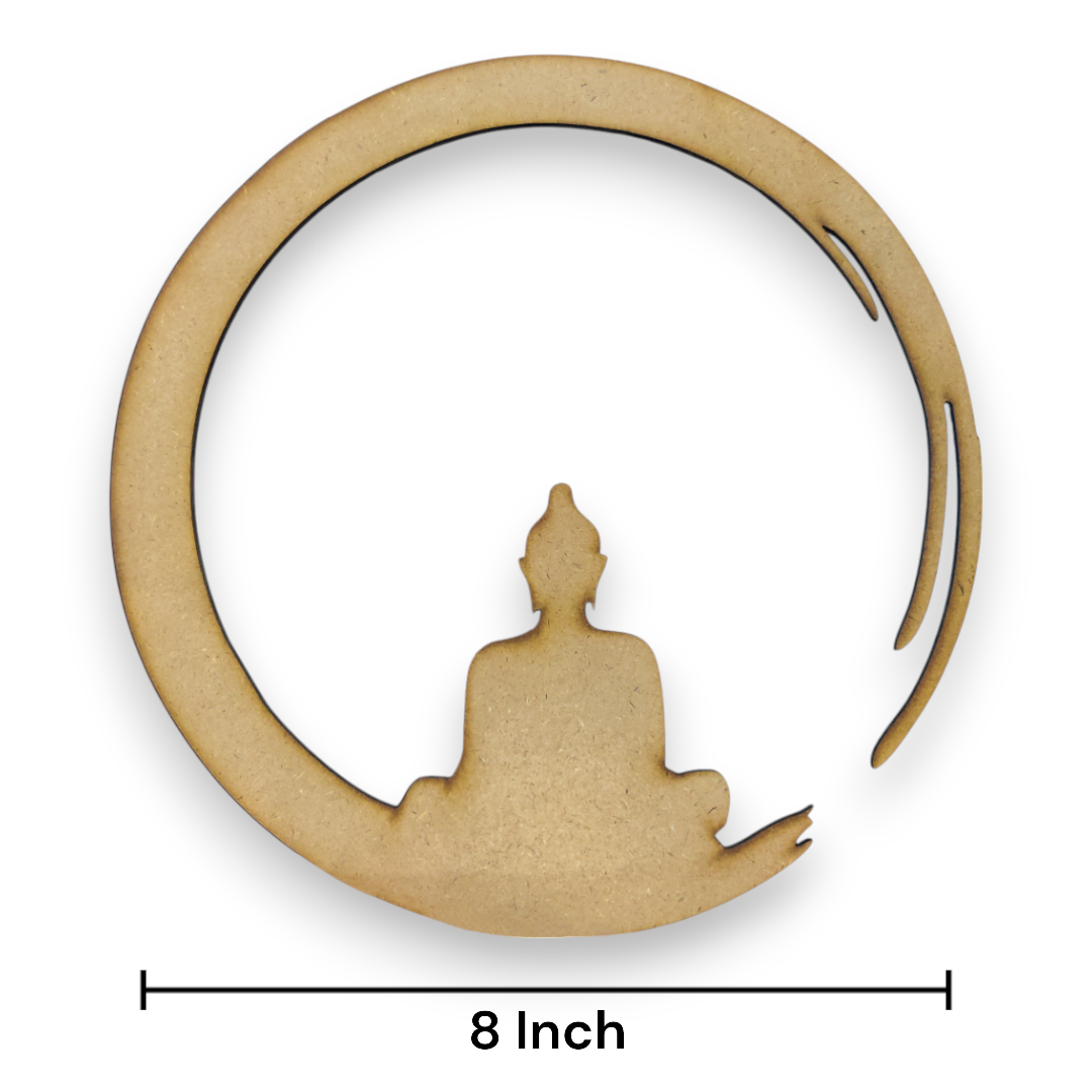 (Pack of 2) DIY Decorative MDF Cutout Props Craft Shapes Wreath Buddha Meditation for Wall Hanging Decoration & Art Craft (CUT010)