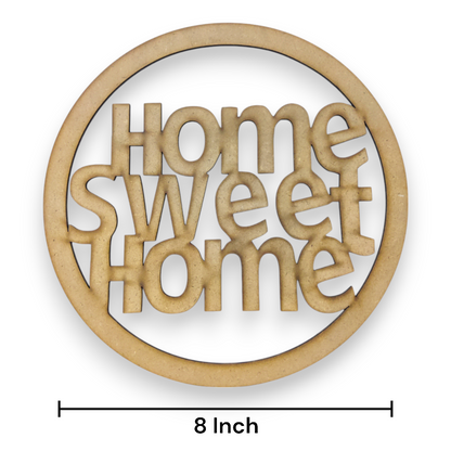 (Pack of 2) DIY Decorative MDF Cutout Props Craft Shapes Wreath Home Sweet Home for Wall Hanging Decoration & Art Craft (CUT011)