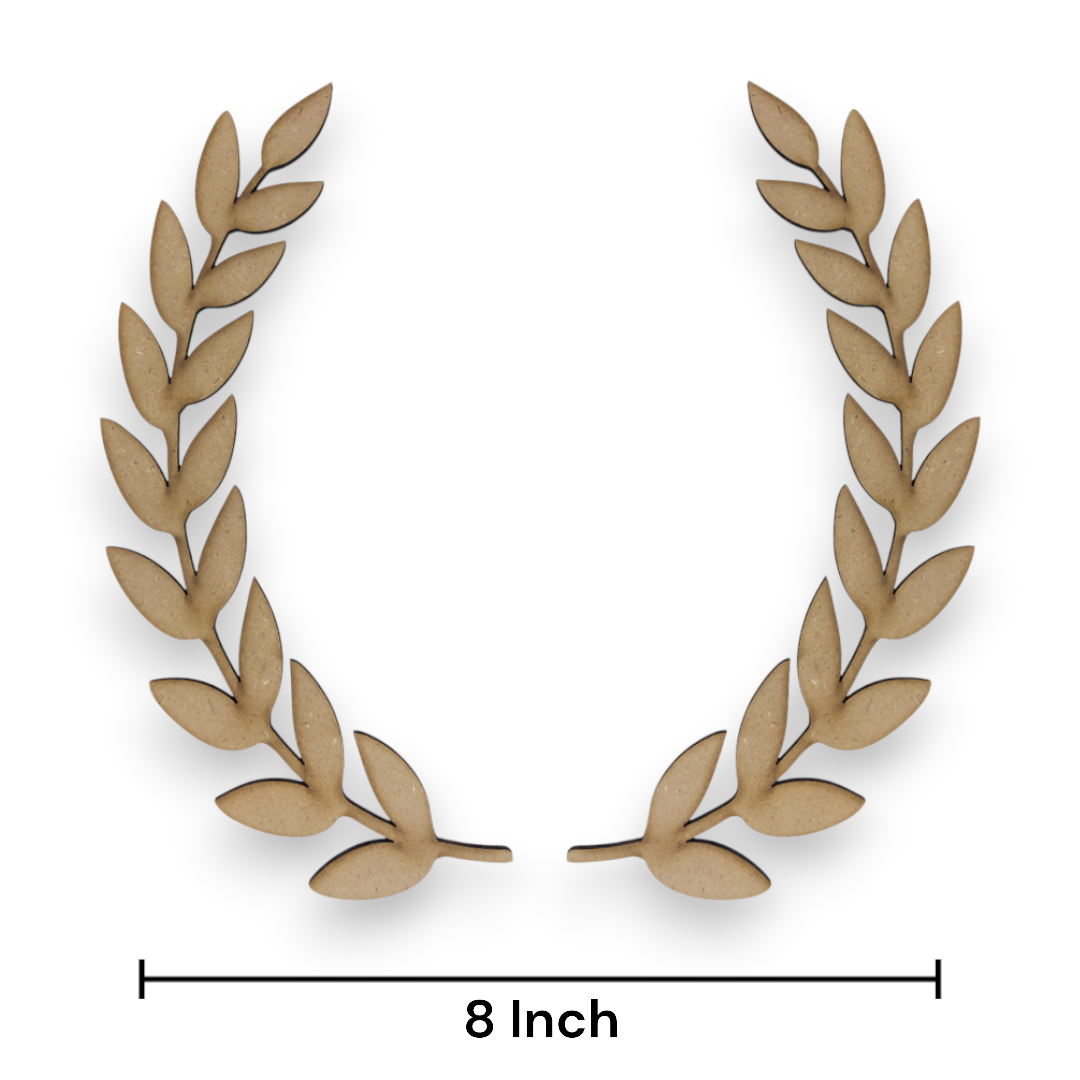 (Pack of 2) DIY Decorative MDF Round Wreath Cutouts Leaf Branch Trees Shapes Props for Wall Hanging Decoration & Art Craft (CUT002)
