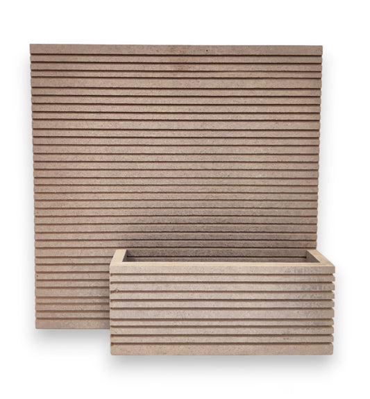 Decorative MDF Name Plate with Horizontal Strips & Flower Planter Box (NAM032)