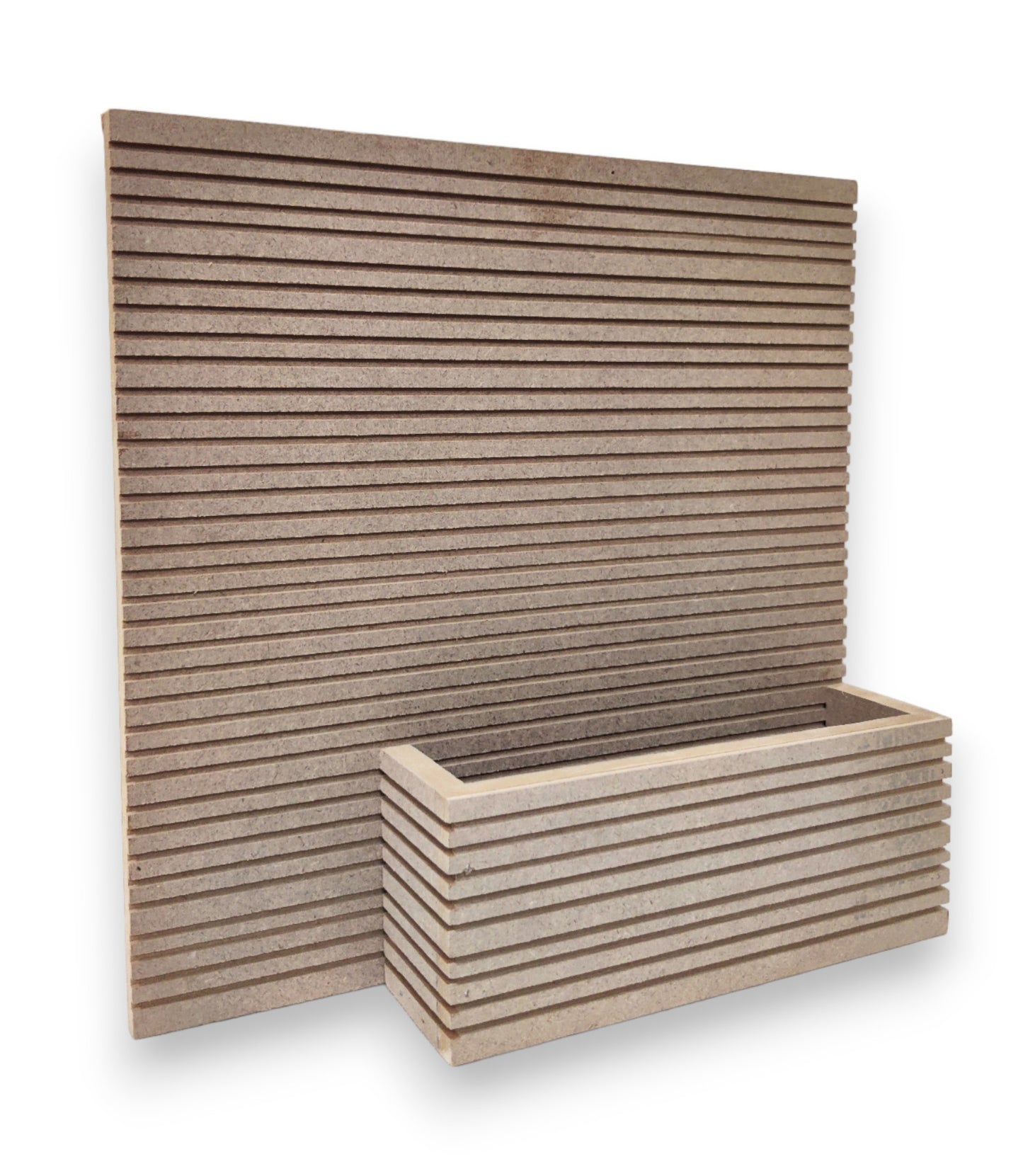 Decorative MDF Name Plate with Horizontal Strips & Flower Planter Box (NAM032)