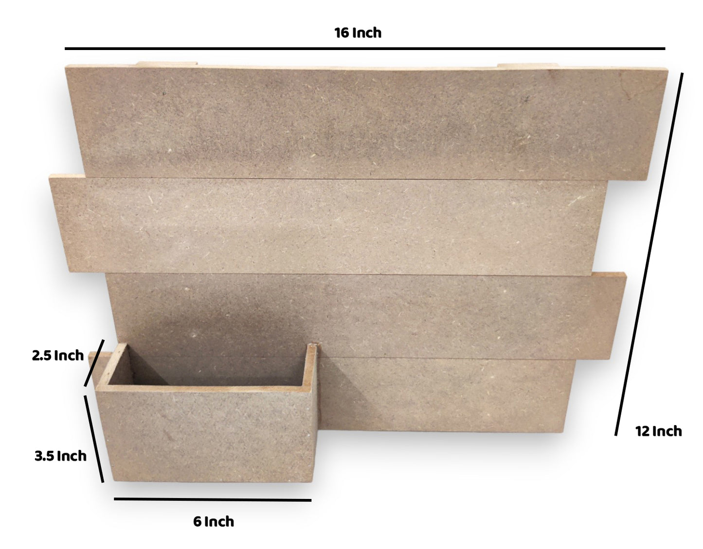 Decorative MDF Name Plate with Uneven Rows and Flower Planter Box (NAM031)