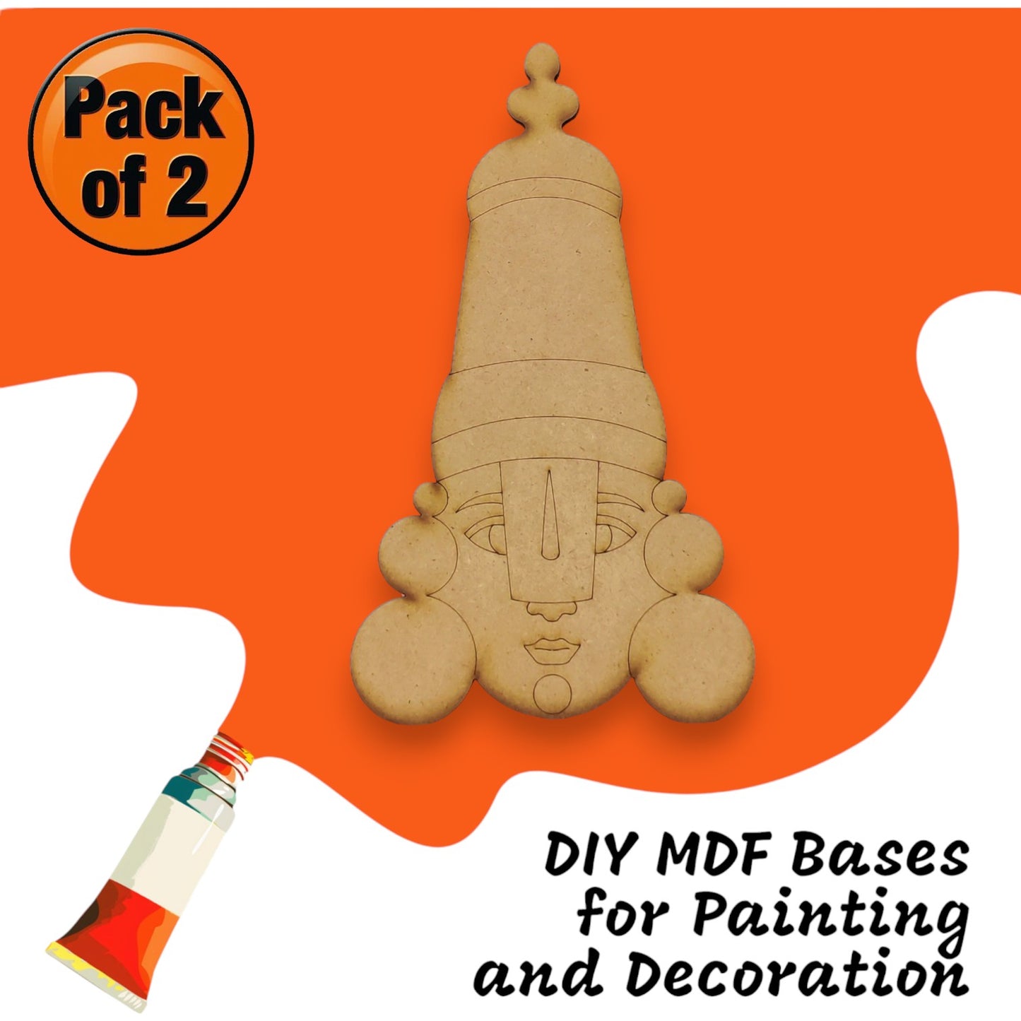 (Pack of 2) DIY Decorative MDF Pre Marked Cutout Bases Sri Venkateswara Swami Pre Mark Cutout 8 Inch For Wall Hanging Decoration, Art & Craft Design 2 (WAB12004)