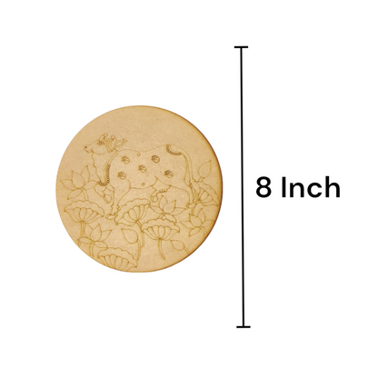 (Pack of 2) DIY Decorative MDF Pre Marked Cutout Bases Cow with Lotus Flowers Round Pre Marked Design 2 For Wall Hanging Decoration, Art & Craft (WAB12041)