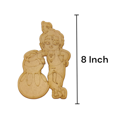 (Pack of 2) DIY Decorative MDF Pre Marked Cutout Bases Laddu Gopal Krishna with Maakhan Pre Marked Design 2 For Wall Hanging Decoration, Art & Craft (WAB12019)