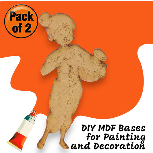 (Pack of 2) DIY Decorative MDF Pre Marked Cutout Bases Traditional Western Modern Woman Girl Pre Marked Design 5 For Wall Hanging Decoration, Art & Craft (WAB12022)