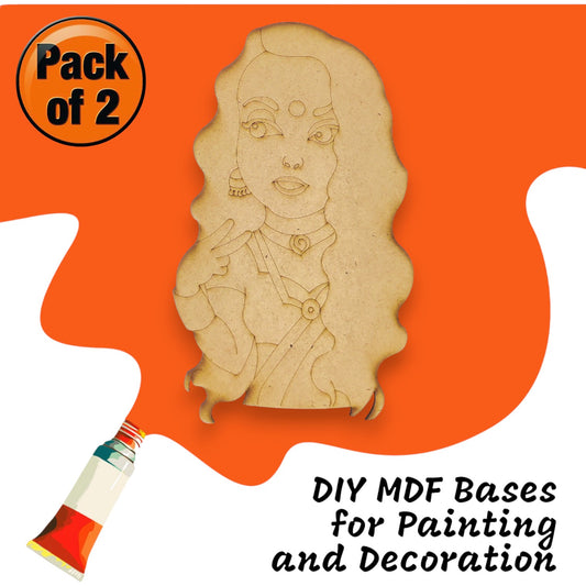 (Pack of 2) DIY Decorative MDF Pre Marked Cutout Bases Traditional Western Modern Woman Girl Pre Marked Design 1 For Wall Hanging Decoration, Art & Craft (WAB12011)