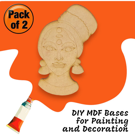(Pack of 2) DIY Decorative MDF Pre Marked Cutout Bases Traditional Western Modern Woman Girl Pre Marked Design 2 For Wall Hanging Decoration, Art & Craft (WAB12013)