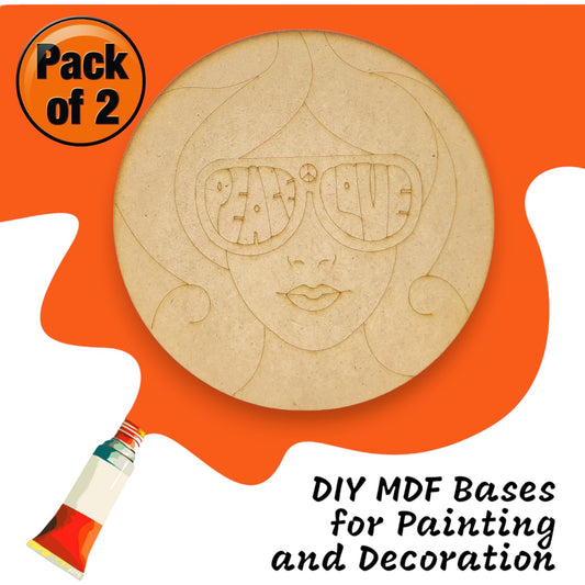 (Pack of 2) DIY Decorative MDF Pre Marked Cutout Bases Peace Love Western Modern Woman Girl Pre Marked Design 10 For Wall Hanging Decoration, Art & Craft (WAB12028)