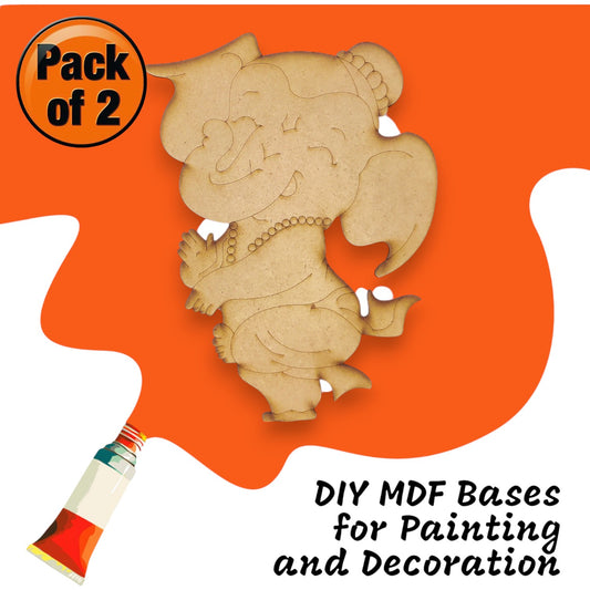 (Pack of 2) DIY Decorative MDF Pre Marked Cutout Bases Lord Ganesh Child Pre Marked Design 2 For Wall Hanging Decoration, Art & Craft (WAB12031)