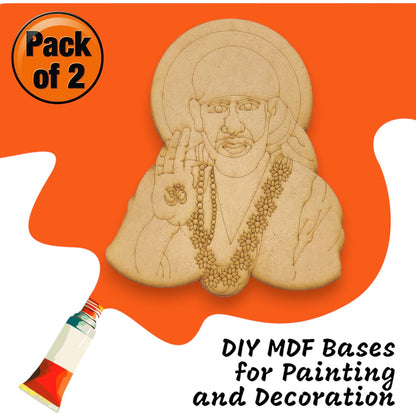 (Pack of 2) DIY Decorative MDF Pre Marked Cutout Bases Sai Baba Pre Marked For Wall Hanging Decoration, Art & Craft (WAB12010)