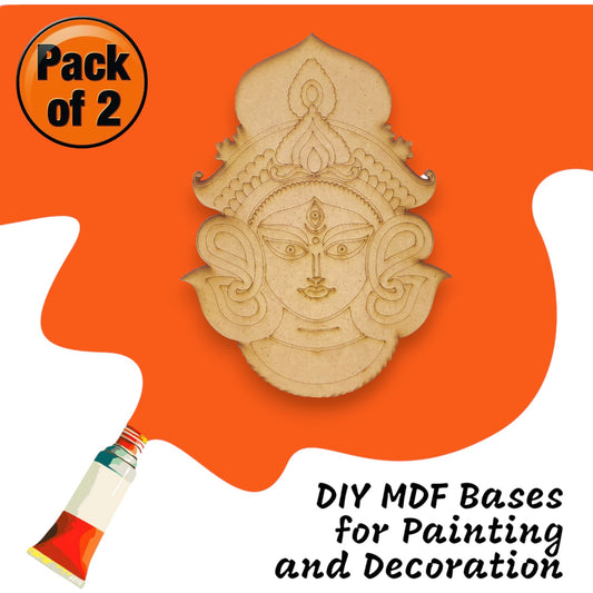 (Pack of 2) DIY Decorative MDF Pre Marked Cutout Bases Maa Durga Pre Marked For Wall Hanging Decoration, Art & Craft (WAB12005)