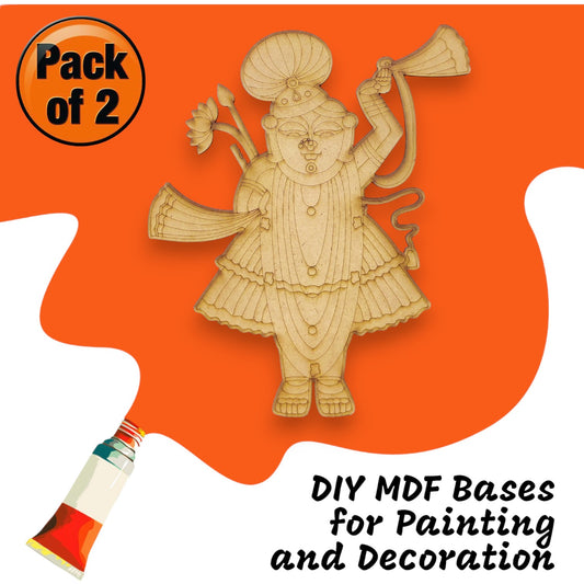 (Pack of 2) DIY Decorative MDF Pre Marked Cutout Bases Lord Shrinath Ji Pre Marked Design 3 For Wall Hanging Decoration, Art & Craft (WAB12036)