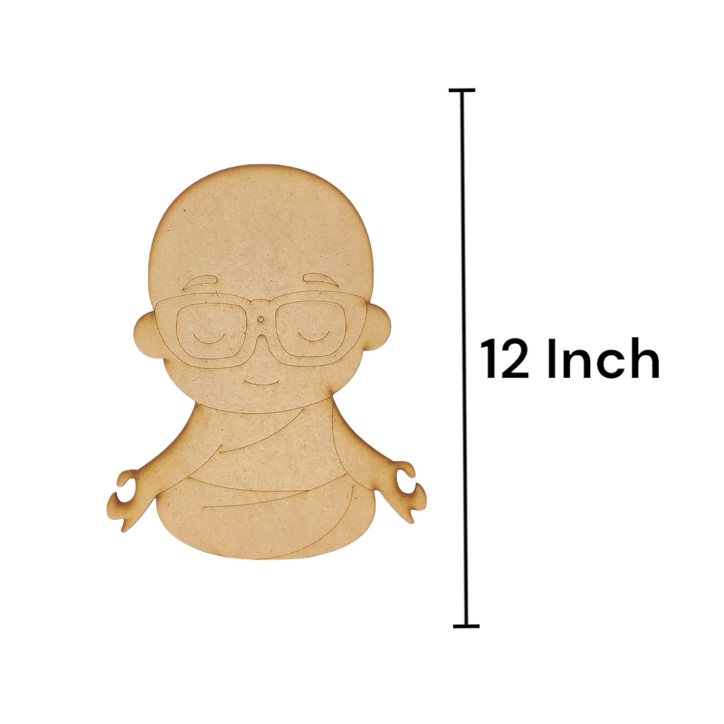 (Pack of 2) DIY Decorative MDF Pre Marked Cutout Bases Littlle Child Buddha Cutout 12 Inch For Wall Hanging Decoration, Art & Craft (WAB12001)