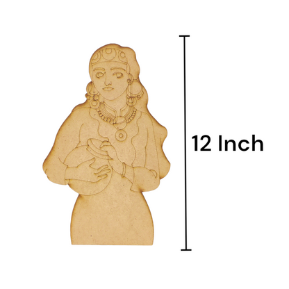 (Pack of 2) DIY Decorative MDF Pre Marked Cutout Bases Traditional Western Modern Kashmiri Woman Girl Pre Marked Design 7 For Wall Hanging Decoration, Art & Craft (WAB12024)