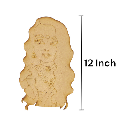 (Pack of 2) DIY Decorative MDF Pre Marked Cutout Bases Traditional Western Modern Woman Girl Pre Marked Design 1 For Wall Hanging Decoration, Art & Craft (WAB12011)