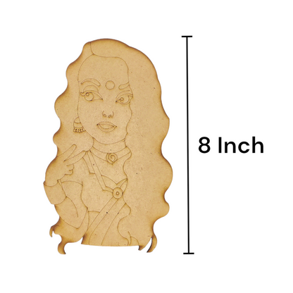 (Pack of 2) DIY Decorative MDF Pre Marked Cutout Bases Traditional Western Modern Woman Girl Pre Marked Design 1 For Wall Hanging Decoration, Art & Craft (WAB12011)