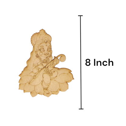 (Pack of 2) DIY Decorative MDF Pre Marked Cutout Bases Goddess Laxmi Saraswati With Sitar Lotus Pre Marked For Wall Hanging Decoration, Art & Craft (WAB12035)