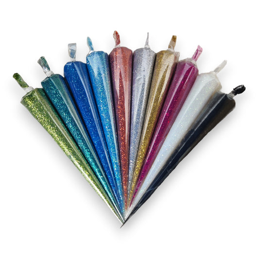 (Pack of 10) Colorful Glitter Cones for Lippan Art & Craft and Decorative Purposes (Multicolor)