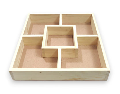 DIY Pinewood Square Packing & Serving Tray with Partitions (TR016)