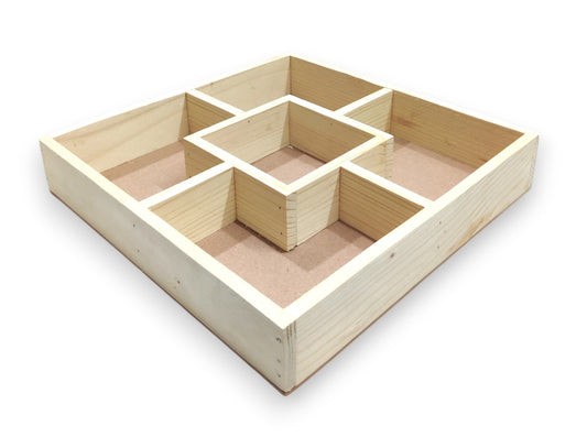 DIY Pinewood Square Packing & Serving Tray with Partitions (TR016)