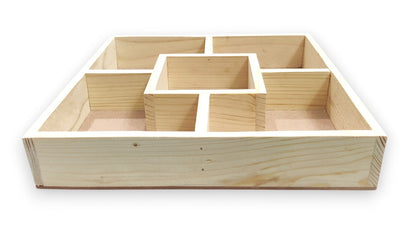 DIY Pinewood Square Packing & Serving Tray with Partitions (TR016)