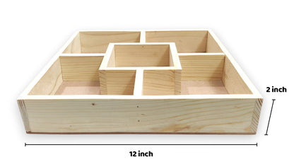 DIY Pinewood Square Packing & Serving Tray with Partitions (TR016)