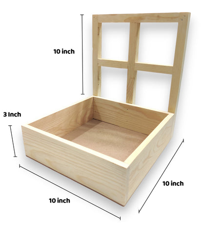 DIY Pinewood Square Tray with Backboard (TR017)
