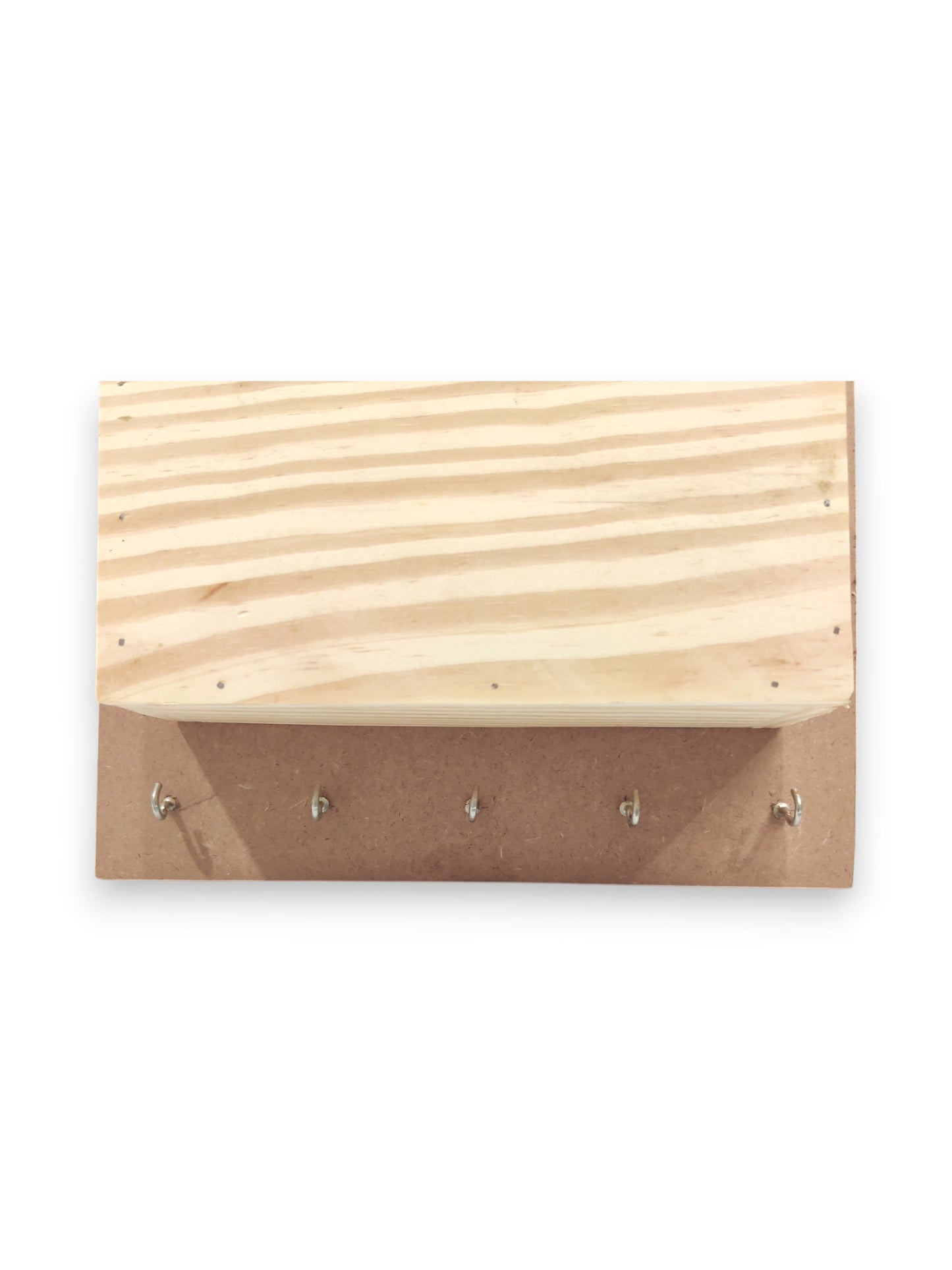 Decorative MDF Pinewood Name Plate with Flower Planter Box and Key Hanging Hooks (14 x 10 Inch) (NAM037)