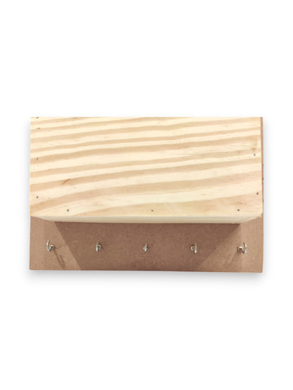 Decorative MDF Pinewood Name Plate with Flower Planter Box and Key Hanging Hooks (14 x 10 Inch) (NAM037)