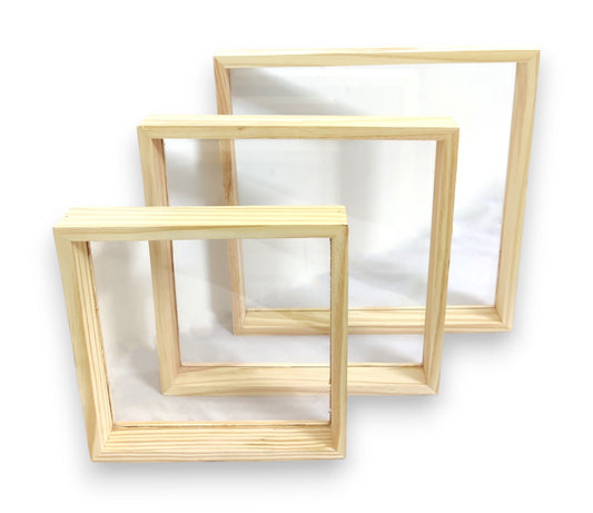 Set of 3 DIY Pinewood Tray with Transparent Base (TR021)