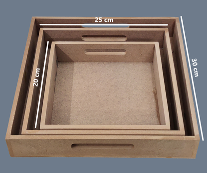 Set of 3 DIY Square Serving Tray Set (TR002)